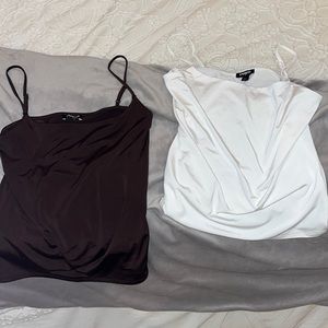 Brown and white full lengths Express tank tops